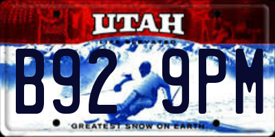 UT license plate B929PM