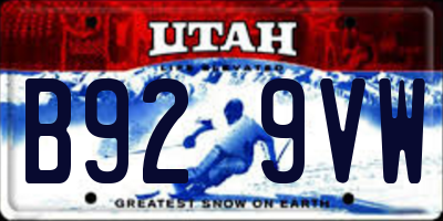 UT license plate B929VW