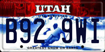 UT license plate B929WI