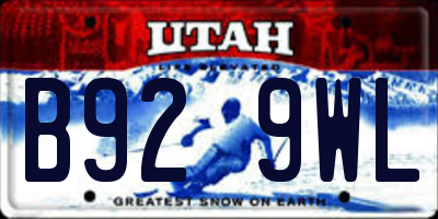UT license plate B929WL