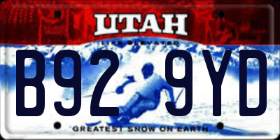 UT license plate B929YD