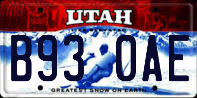 UT license plate B930AE