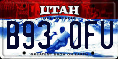 UT license plate B930FU