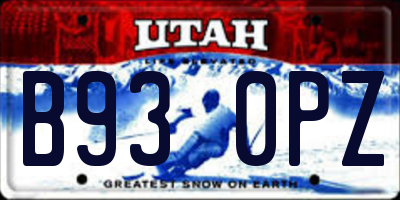 UT license plate B930PZ