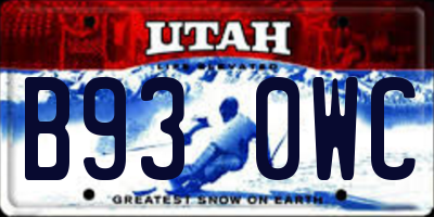 UT license plate B930WC