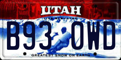 UT license plate B930WD