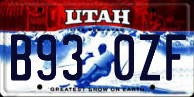 UT license plate B930ZF
