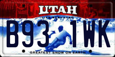 UT license plate B931WK
