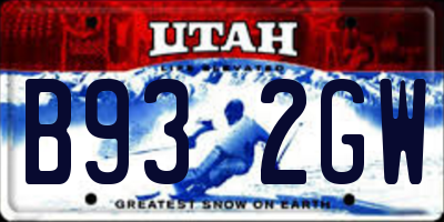 UT license plate B932GW