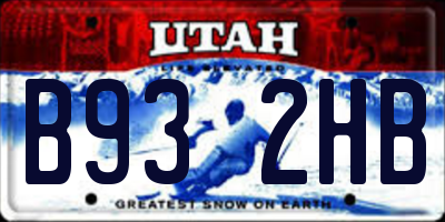 UT license plate B932HB
