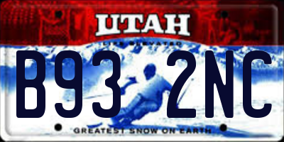 UT license plate B932NC