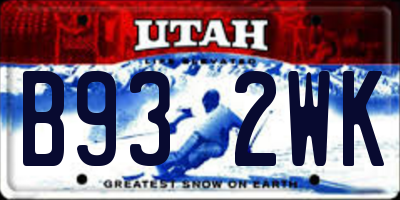 UT license plate B932WK