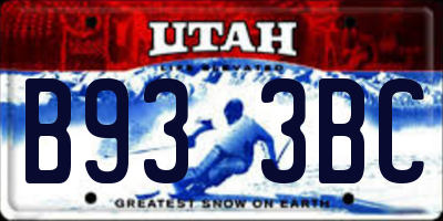 UT license plate B933BC