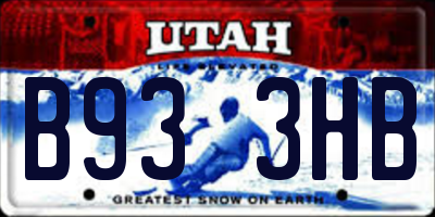 UT license plate B933HB