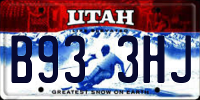 UT license plate B933HJ