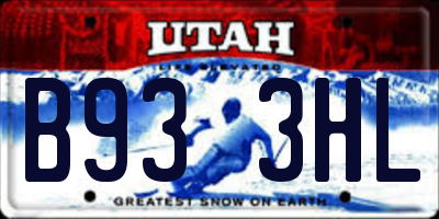 UT license plate B933HL