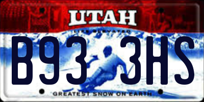 UT license plate B933HS