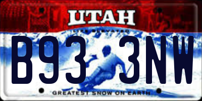 UT license plate B933NW