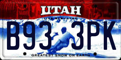 UT license plate B933PK