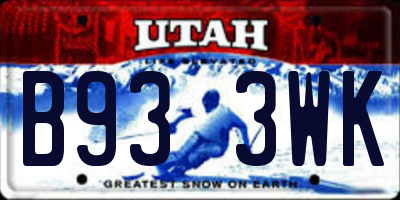 UT license plate B933WK