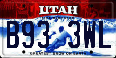 UT license plate B933WL