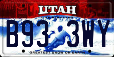 UT license plate B933WY