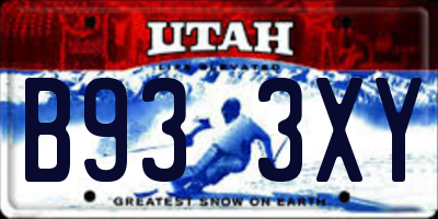 UT license plate B933XY