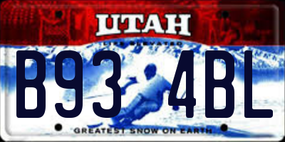 UT license plate B934BL