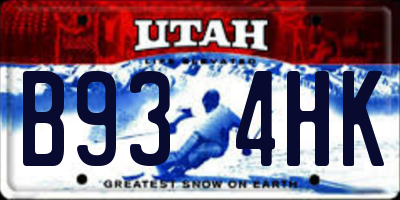 UT license plate B934HK
