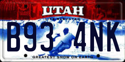 UT license plate B934NK