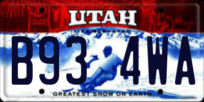 UT license plate B934WA