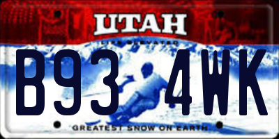 UT license plate B934WK