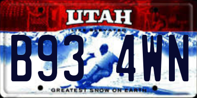 UT license plate B934WN