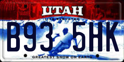 UT license plate B935HK