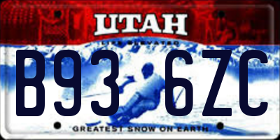 UT license plate B936ZC