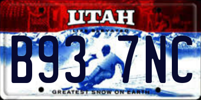 UT license plate B937NC
