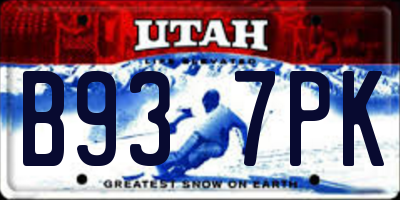 UT license plate B937PK
