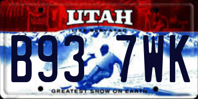 UT license plate B937WK
