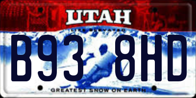 UT license plate B938HD