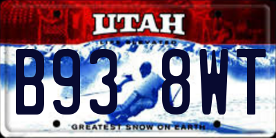 UT license plate B938WT