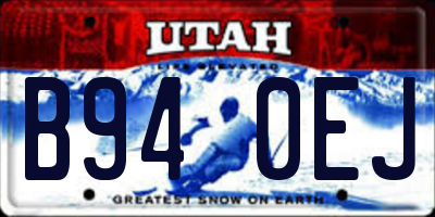UT license plate B940EJ