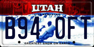 UT license plate B940FT