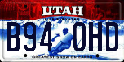 UT license plate B940HD