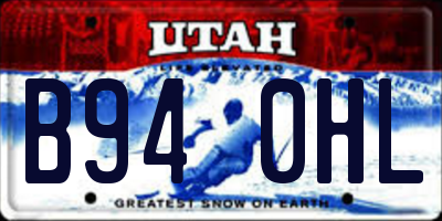 UT license plate B940HL