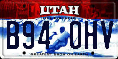 UT license plate B940HV