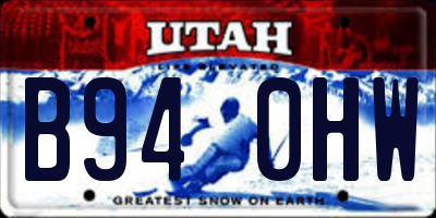 UT license plate B940HW