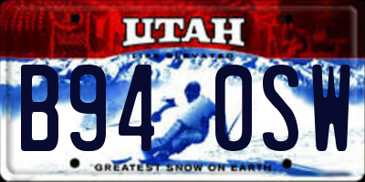 UT license plate B940SW