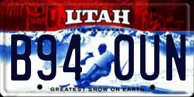 UT license plate B940UN