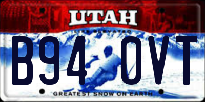 UT license plate B940VT