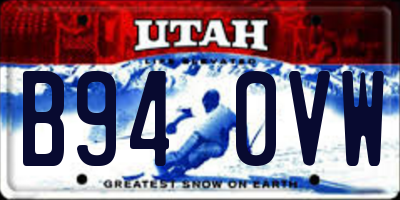UT license plate B940VW